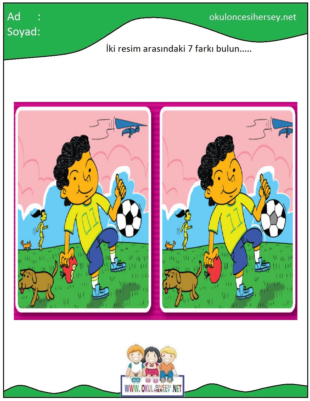 okul öncesi İki Resim Arasındaki Farkı Bul